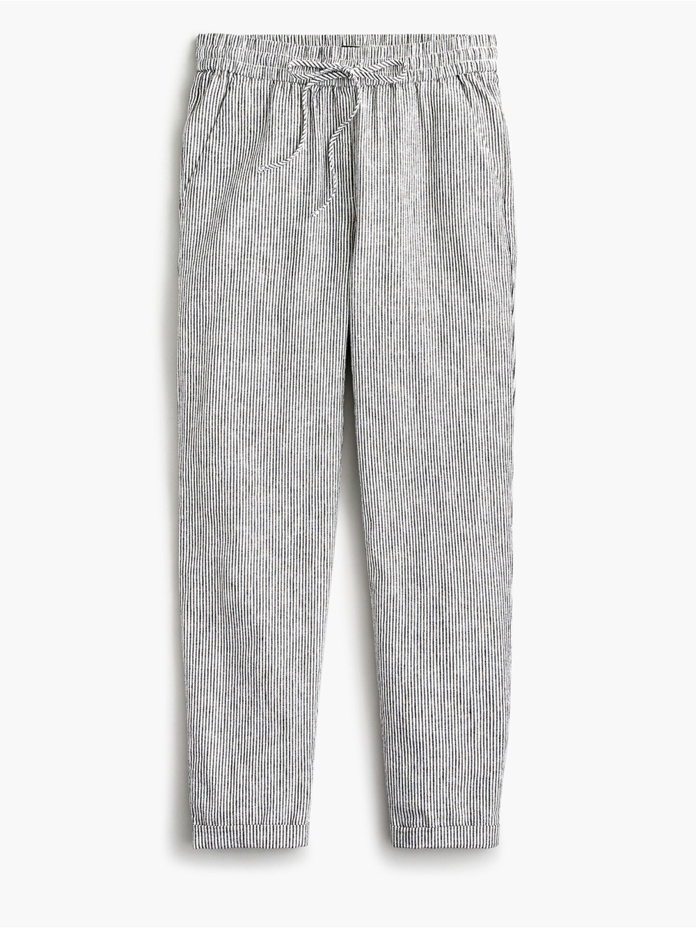 J Crew Striped Linen-Cotton Blend Drawstring Pant